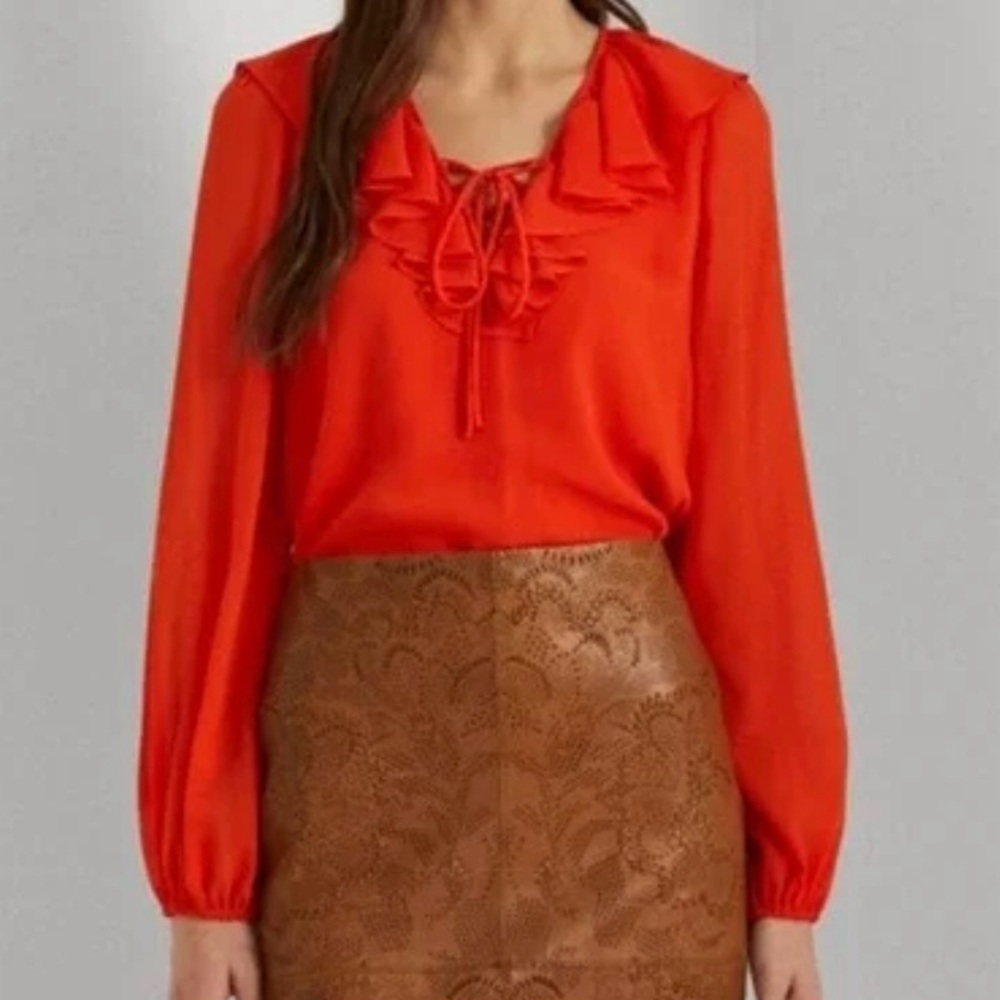 Lauren Ralph Lauren Women’s Orange Long Sleeve Blouse